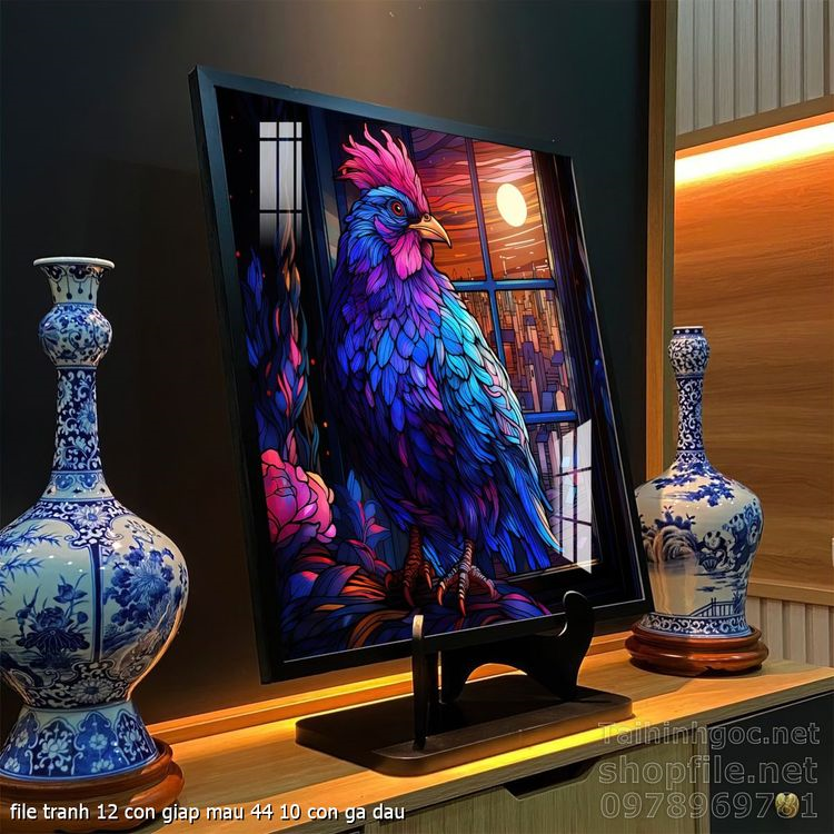 file tranh 12 con giap mau 44 10 con ga dau