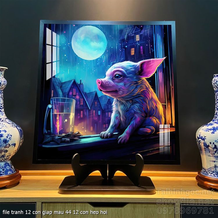 file tranh 12 con giap mau 44 12 con heo hoi