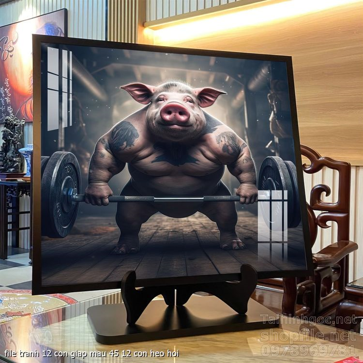 file tranh 12 con giap mau 45 12 con heo hoi