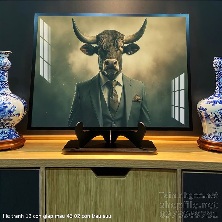 file tranh 12 con giap mau 46 02 con trau suu