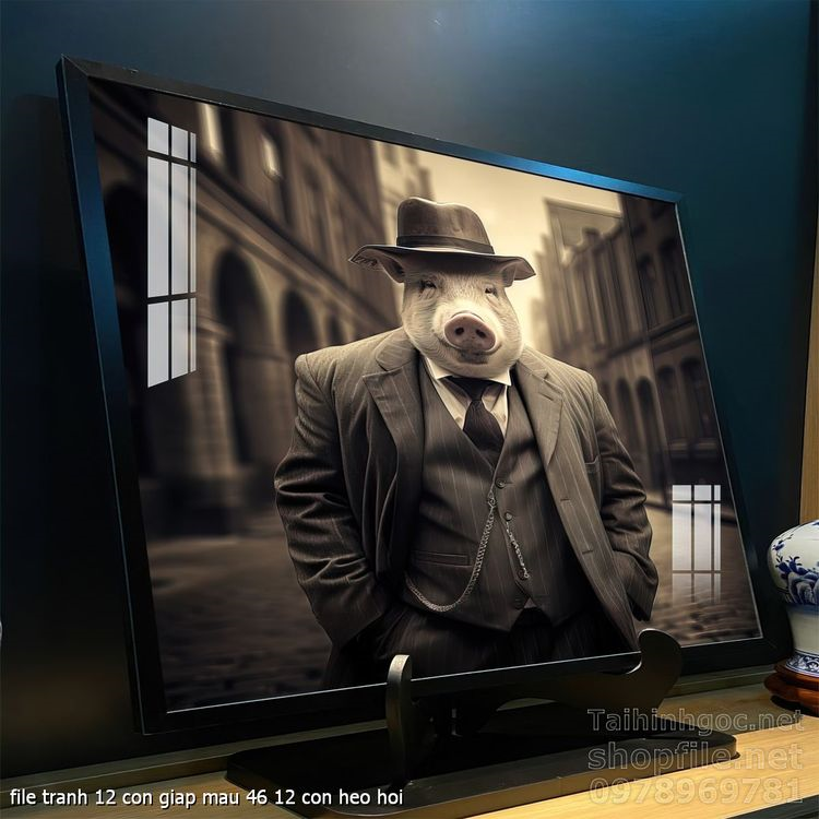 file tranh 12 con giap mau 46 12 con heo hoi