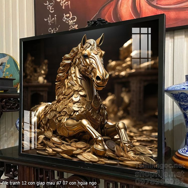 file tranh 12 con giap mau 47 07 con ngua ngo