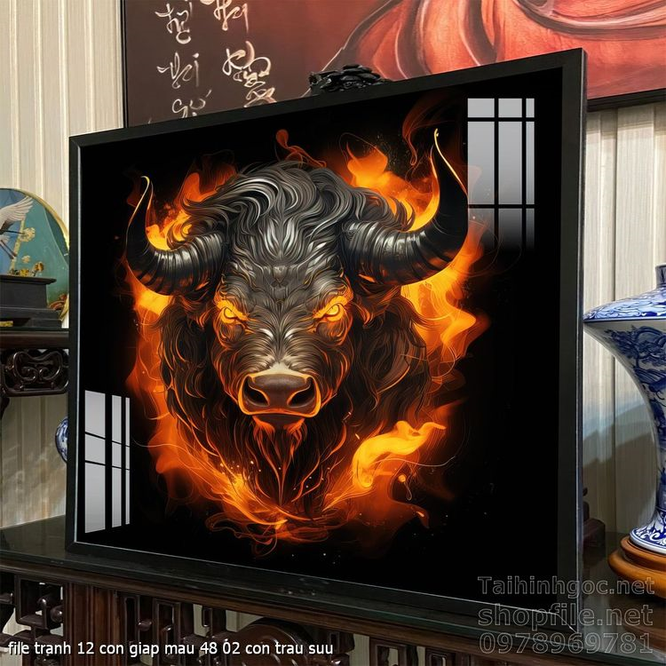 file tranh 12 con giap mau 48 02 con trau suu