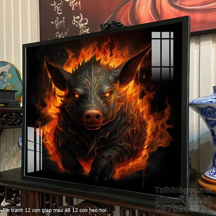 file tranh 12 con giap mau 48 12 con heo hoi