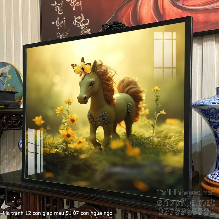 file tranh 12 con giap mau 51 07 con ngua ngo