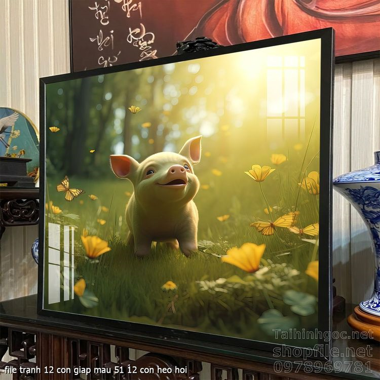 file tranh 12 con giap mau 51 12 con heo hoi