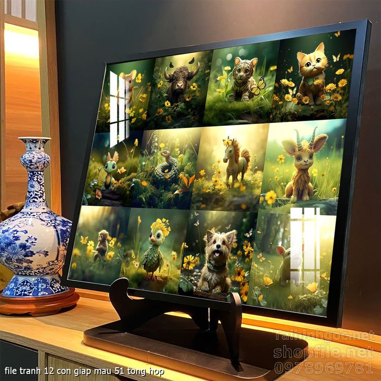 file tranh 12 con giap mau 51 tong hop