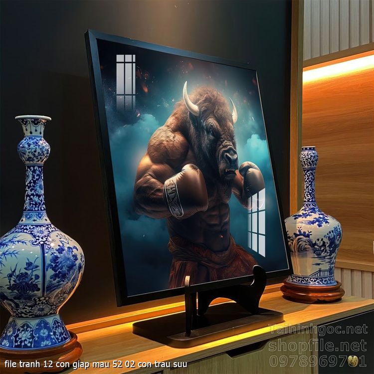 file tranh 12 con giap mau 52 02 con trau suu