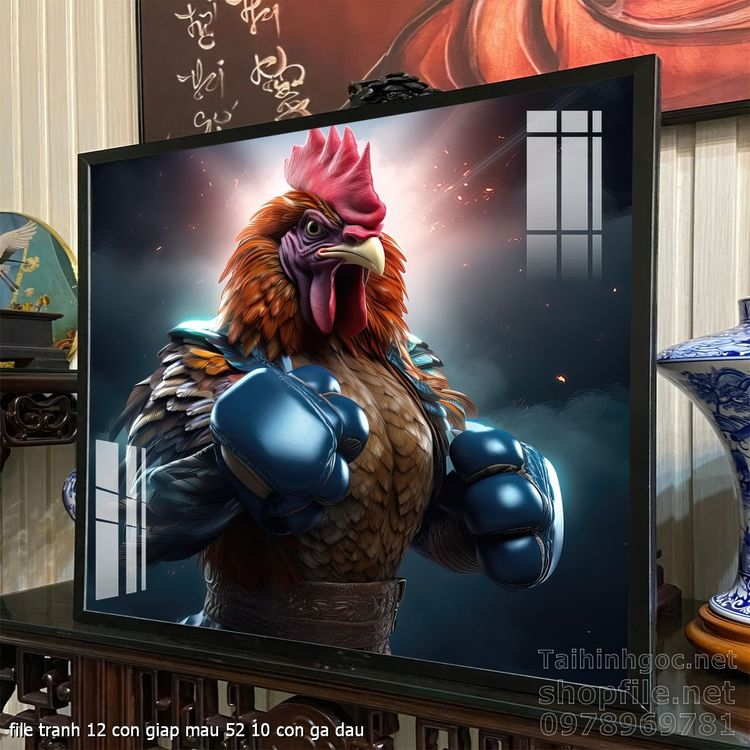 file tranh 12 con giap mau 52 10 con ga dau