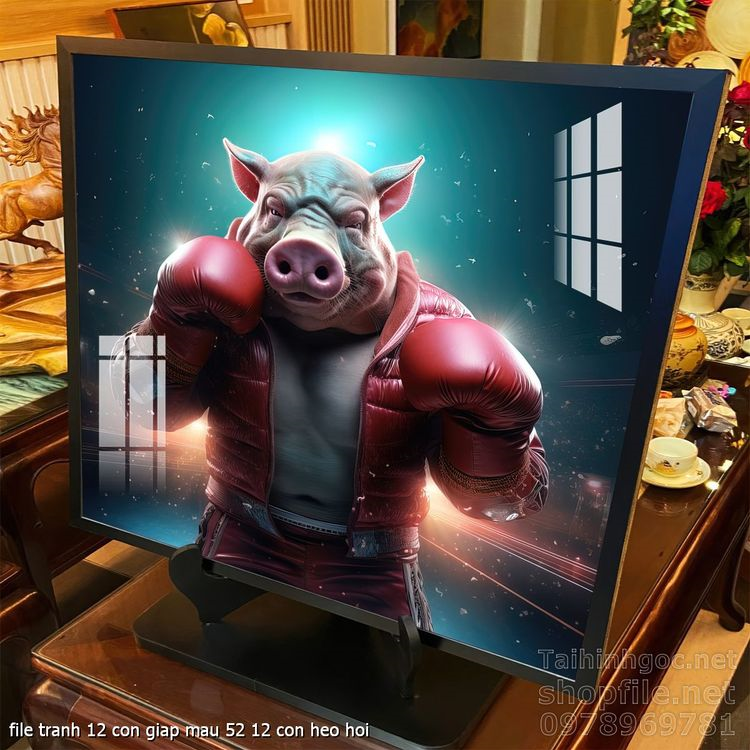 file tranh 12 con giap mau 52 12 con heo hoi