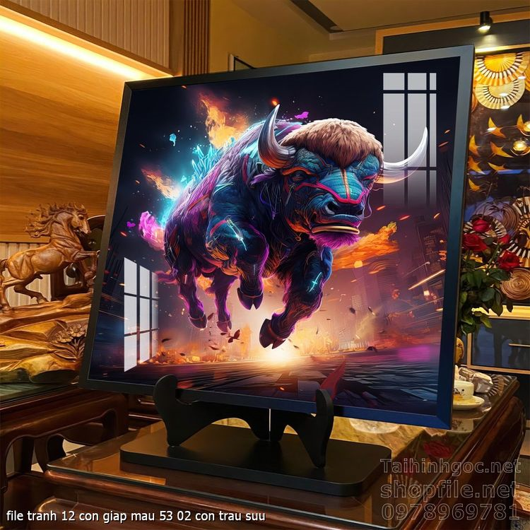 file tranh 12 con giap mau 53 02 con trau suu