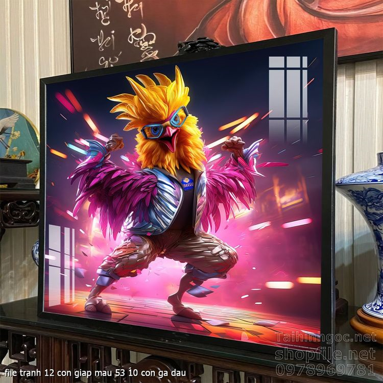 file tranh 12 con giap mau 53 10 con ga dau