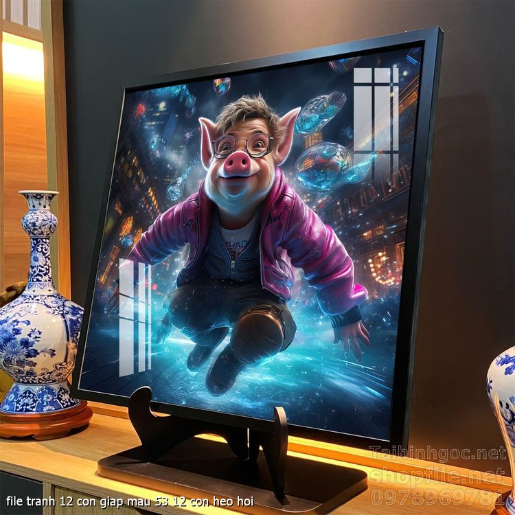 file tranh 12 con giap mau 53 12 con heo hoi