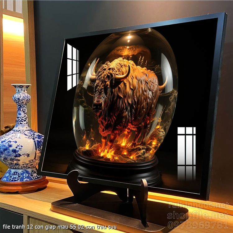 file tranh 12 con giap mau 55 02 con trau suu