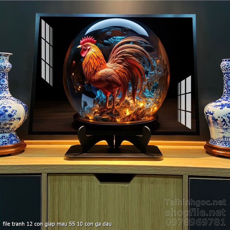 file tranh 12 con giap mau 55 10 con ga dau