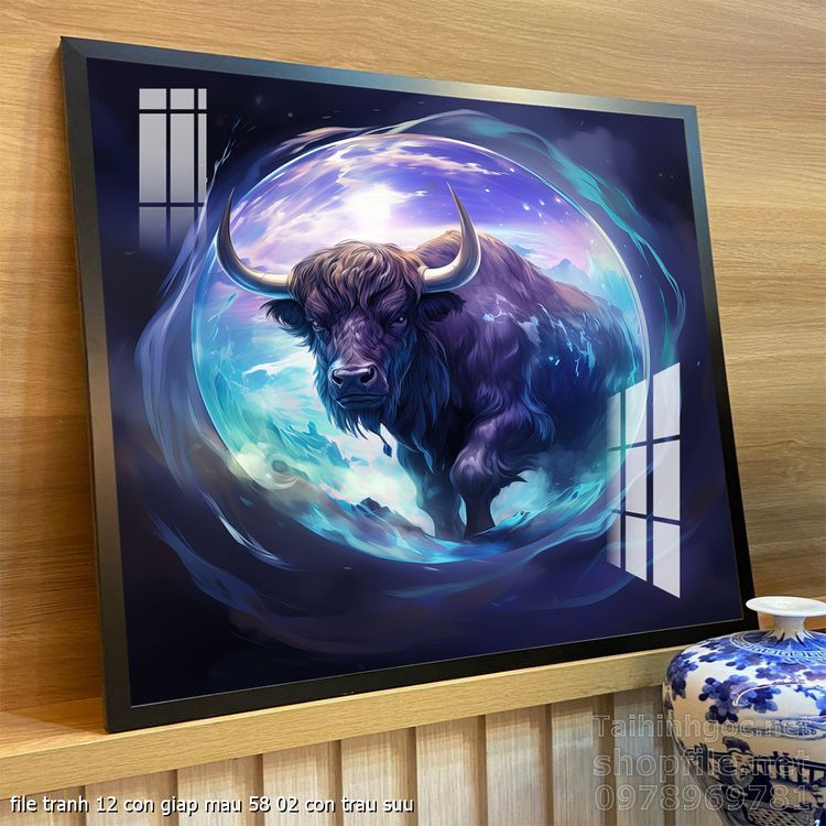 file tranh 12 con giap mau 58 02 con trau suu