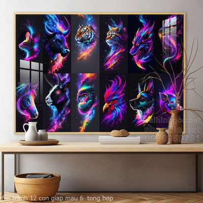 file tranh 12 con giap mau 6  tong hop