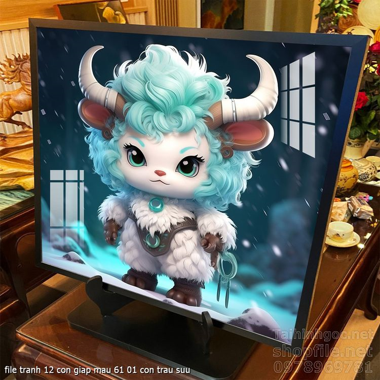 file tranh 12 con giap mau 61 01 con trau suu