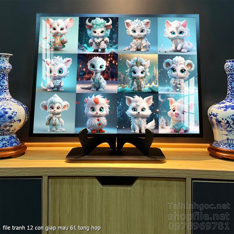 file tranh 12 con giap mau 61 tong hop