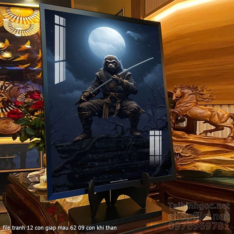 file tranh 12 con giap mau 62 09 con khi than