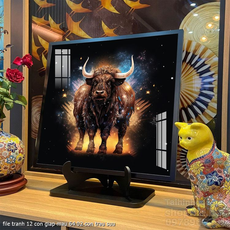 file tranh 12 con giap mau 64 02 con trau suu