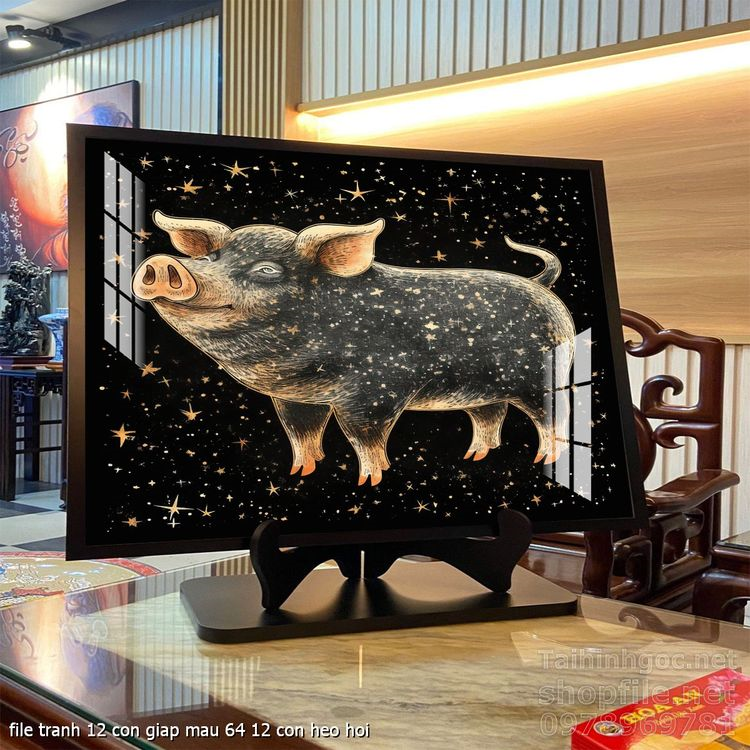 file tranh 12 con giap mau 64 12 con heo hoi