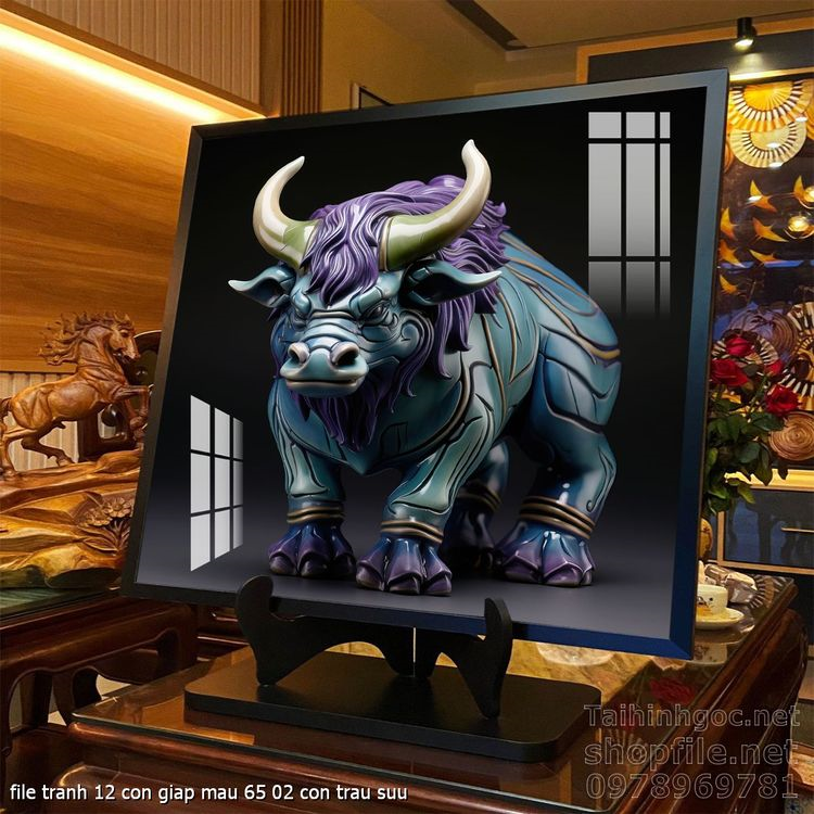 file tranh 12 con giap mau 65 02 con trau suu