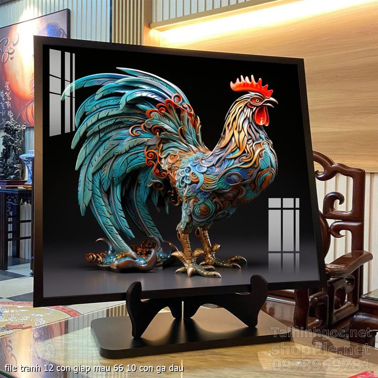 file tranh 12 con giap mau 66 10 con ga dau