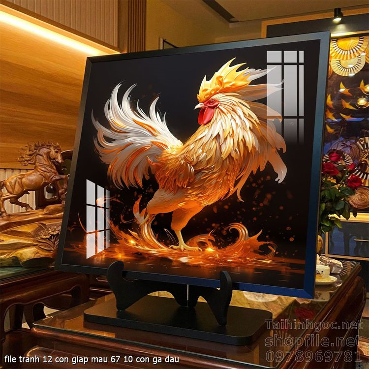 file tranh 12 con giap mau 67 10 con ga dau