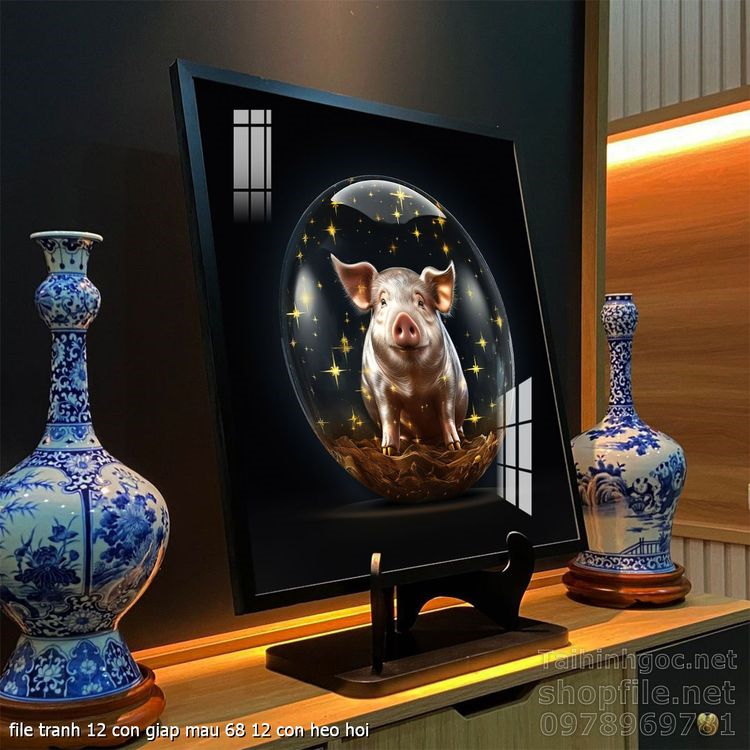 file tranh 12 con giap mau 68 12 con heo hoi