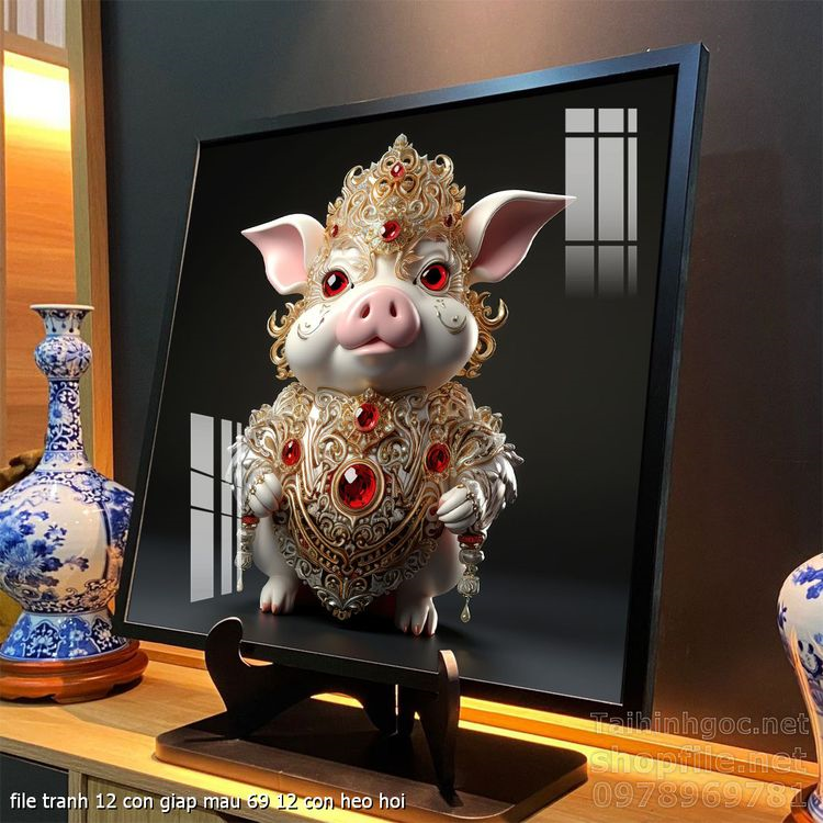 file tranh 12 con giap mau 69 12 con heo hoi