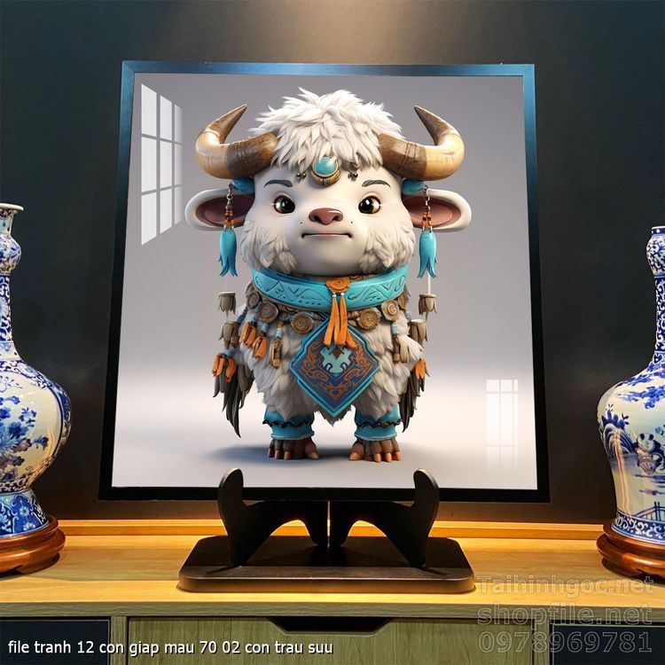 file tranh 12 con giap mau 70 02 con trau suu