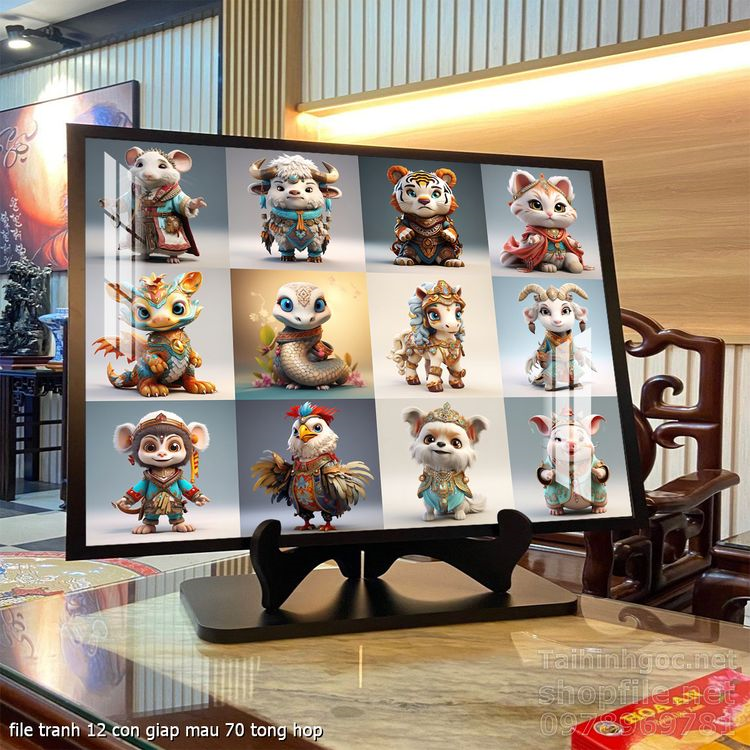 file tranh 12 con giap mau 70 tong hop