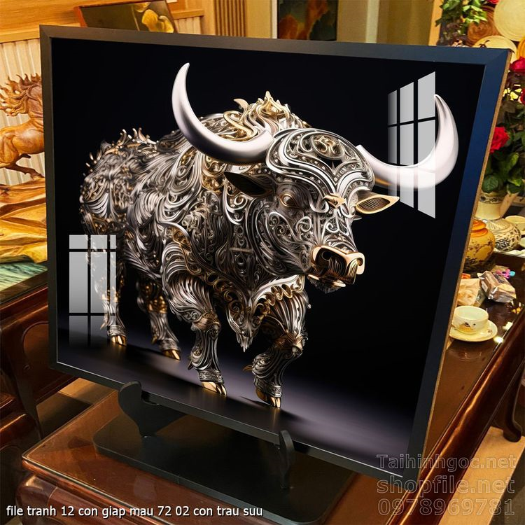 file tranh 12 con giap mau 72 02 con trau suu