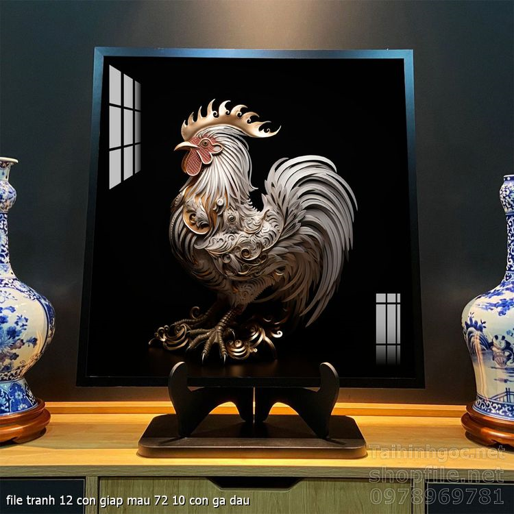 file tranh 12 con giap mau 72 10 con ga dau
