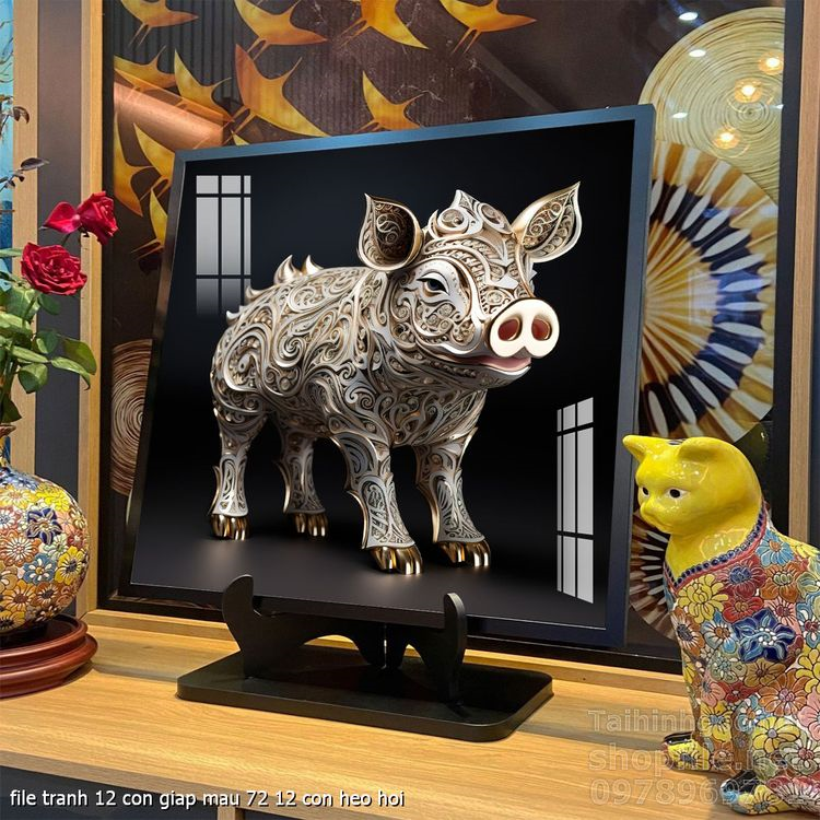 file tranh 12 con giap mau 72 12 con heo hoi