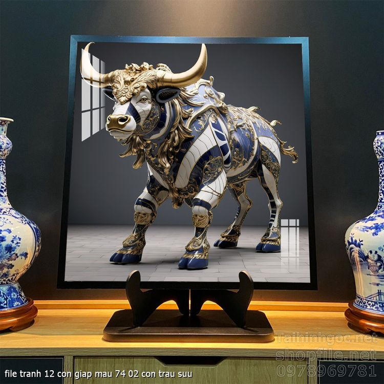 file tranh 12 con giap mau 74 02 con trau suu