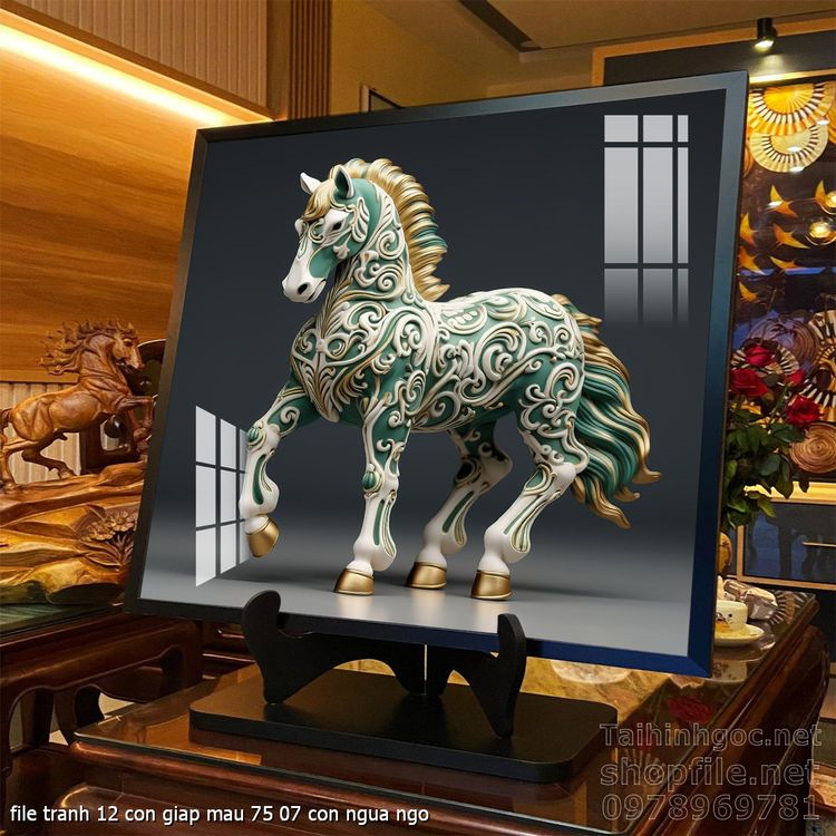 file tranh 12 con giap mau 75 07 con ngua ngo