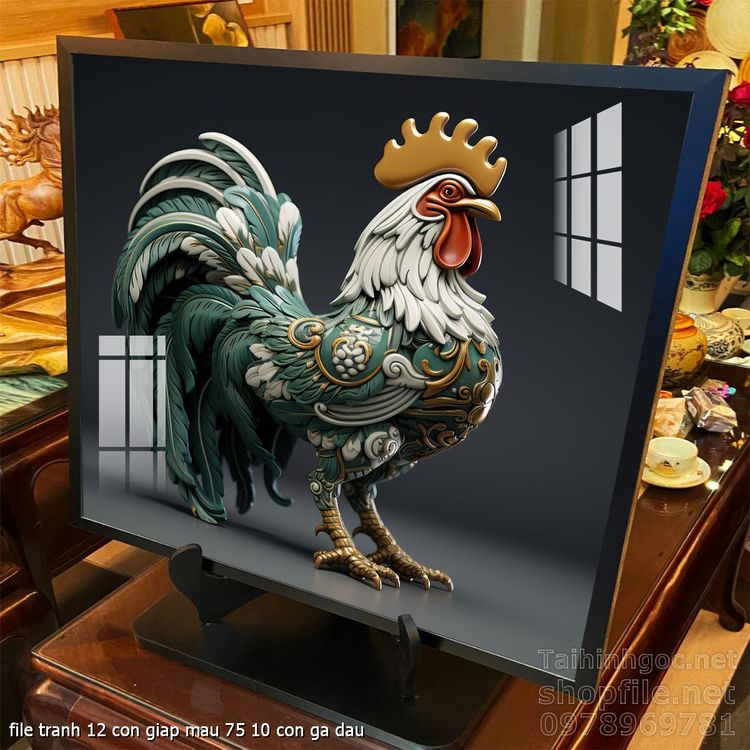 file tranh 12 con giap mau 75 10 con ga dau