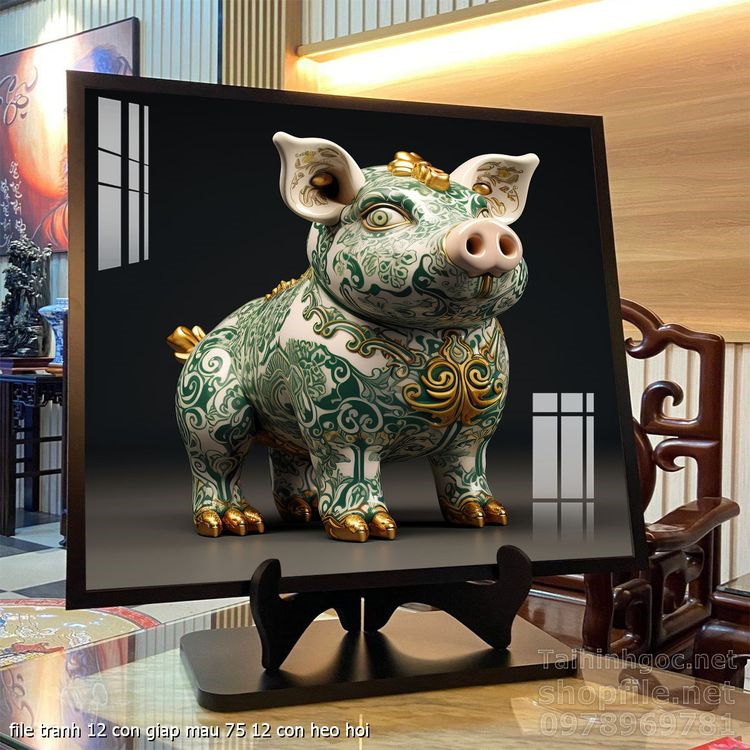 file tranh 12 con giap mau 75 12 con heo hoi