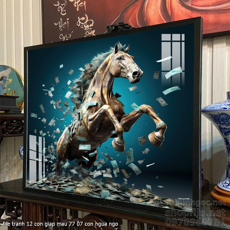 file tranh 12 con giap mau 77 07 con ngua ngo