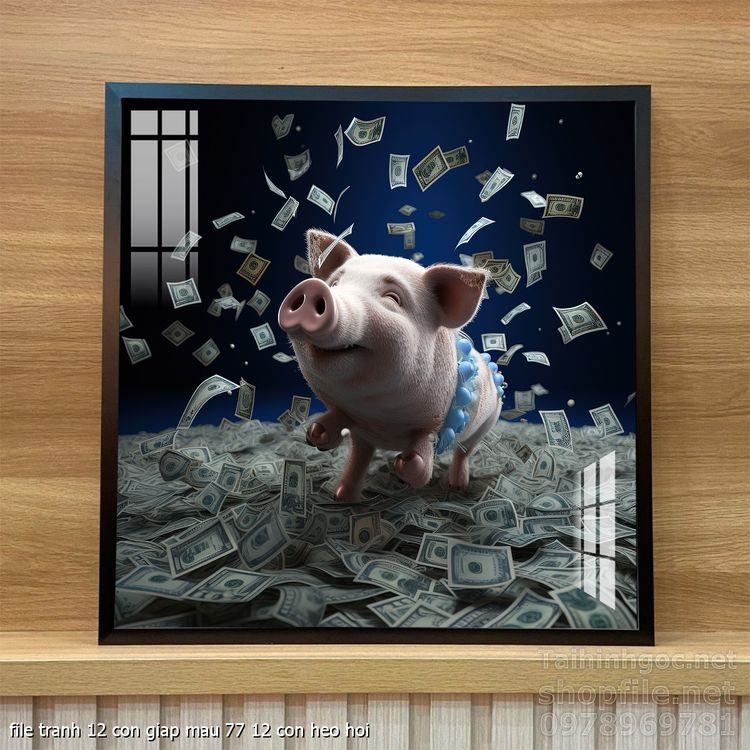 file tranh 12 con giap mau 77 12 con heo hoi