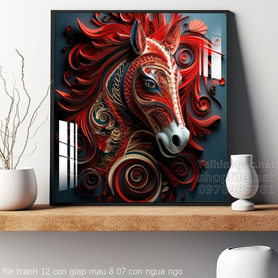 file tranh 12 con giap mau 8 07 con ngua ngo