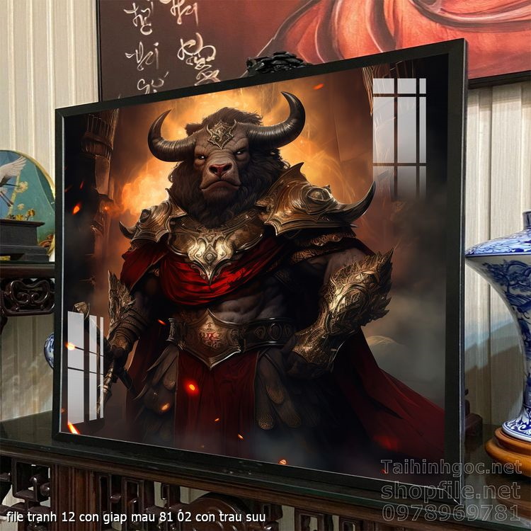 file tranh 12 con giap mau 81 02 con trau suu