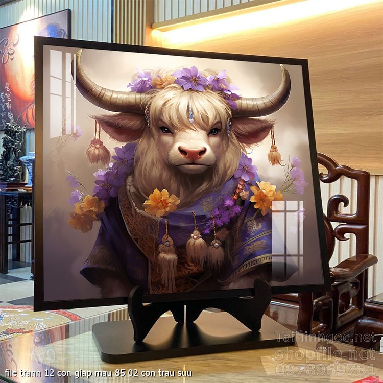 file tranh 12 con giap mau 85 02 con trau suu