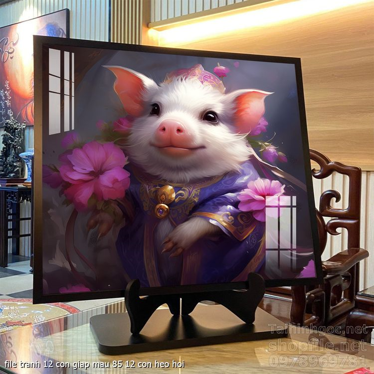 file tranh 12 con giap mau 85 12 con heo hoi