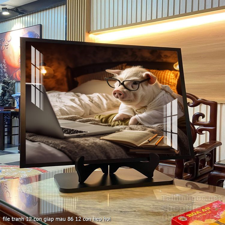 file tranh 12 con giap mau 86 12 con heo hoi