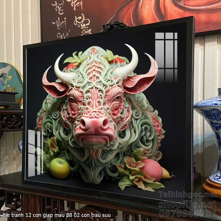 file tranh 12 con giap mau 88 02 con trau suu