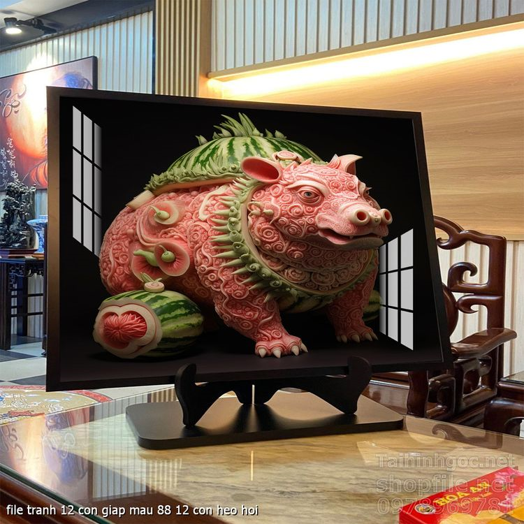 file tranh 12 con giap mau 88 12 con heo hoi