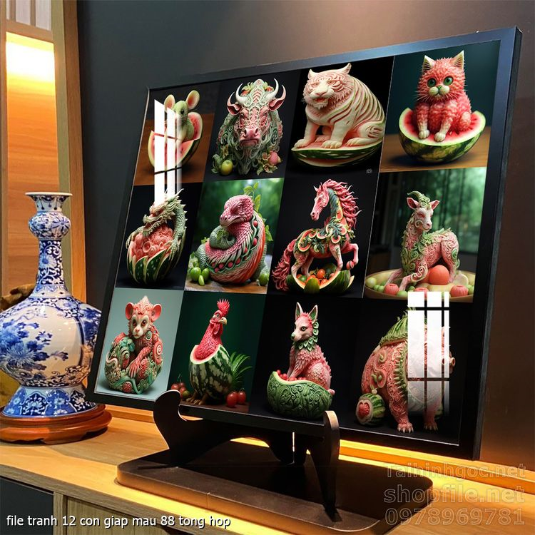 file tranh 12 con giap mau 88 tong hop